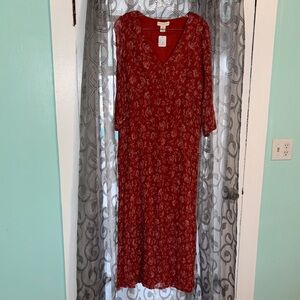 Cynthia Rowley Burgundy Floral Long Sleeve Dress